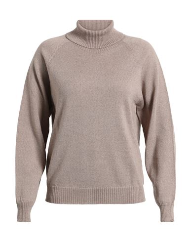 Sandro Ferrone Woman Turtleneck Taupe Size L Merino Wool In Neutral