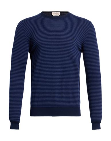 Brooksfield Man Sweater Navy Size 42 Cotton, Polyamide In Blue