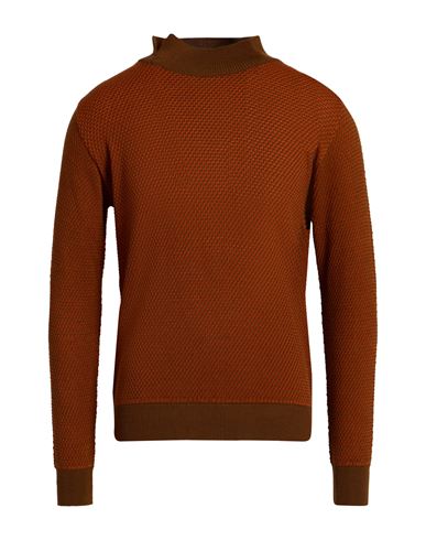 Twenty-one By Antonio Carnevale Man Turtleneck Rust Size Xl Wool, Acrylic In Brown