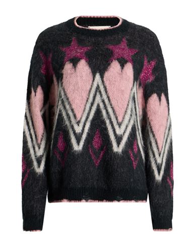 Kaos Jeans Woman Sweater Black Size Xl Acrylic, Mohair Wool, Polyamide, Viscose, Metal In Black
