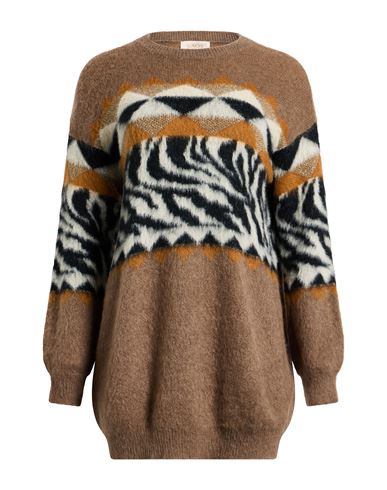 Kaos Jeans Woman Sweater Khaki Size M Acrylic, Mohair Wool, Polyamide, Viscose, Metallic Fiber In Sand