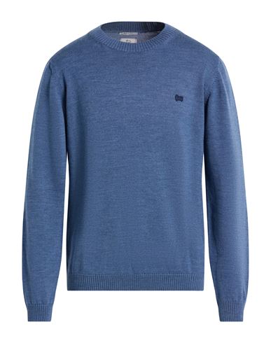 Woolrich Man Sweater Slate Blue Size S Virgin Wool In Blue