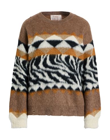 Kaos Jeans Woman Sweater Khaki Size M Acrylic, Mohair Wool, Polyamide, Polyester, Viscose In Sand