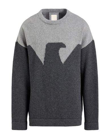 Emporio Armani Man Sweater Charcoal Size L Wool, Polyamide In Gray