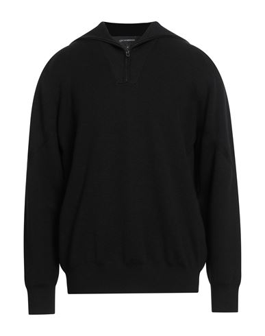 Emporio Armani Man Sweater Black Size L Virgin Wool, Polyamide, Elastane In Black