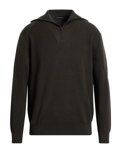 Emporio Armani Man Sweater Dark Brown Size L Virgin Wool, Polyamide, Elastane In Brown