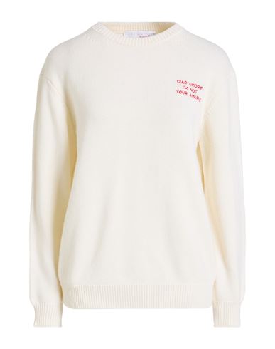 Giada Benincasa Ciao Amore Woman Sweater Cream Size L Merino Wool In White