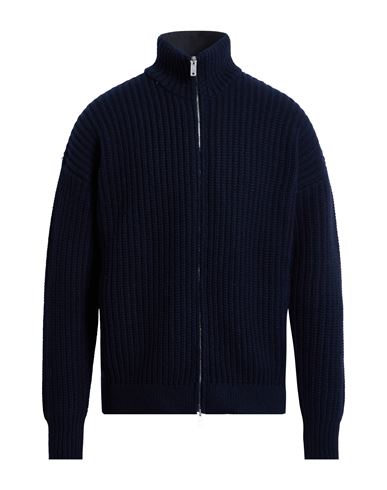 Emporio Armani Man Cardigan Midnight Blue Size L Wool, Polyamide In Blue