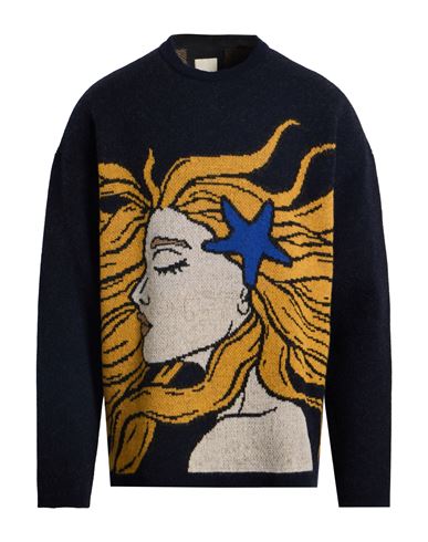 Emporio Armani Man Sweater Midnight Blue Size L Wool, Polyamide In Black