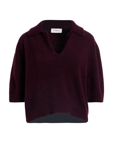 Laneus Woman Sweater Plum Size 8 Cashmere, Silk, Polyester In Burgundy