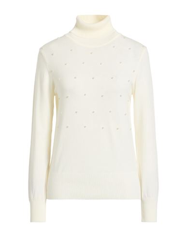 Mou Italy Deluxe Woman Turtleneck Ivory Size L Viscose, Polyester, Nylon In White