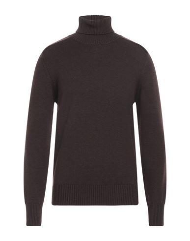 Paolo Pecora Man Turtleneck Dark Brown Size L Virgin Wool In Black