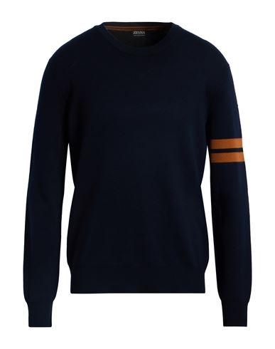 Zegna Man Sweater Midnight Blue Size 42 Wool In Black