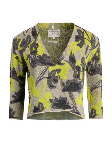 Alessia Santi Woman Cardigan Lime Green Size 3 Viscose, Metallic Fiber, Cotton In Multi