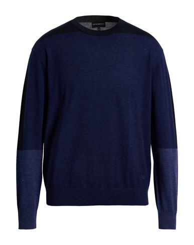 Emporio Armani Man Sweater Midnight Blue Size S Virgin Wool, Polyamide, Elastane In Blue