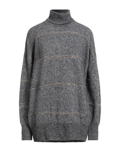 Brunello Cucinelli Woman Turtleneck Grey Size M Alpaca Wool, Cotton, Polyamide, Wool In Gray