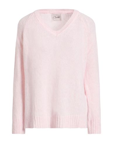 Croche Crochè Woman Sweater Light Pink Size L Virgin Wool, Polyamide In Pink