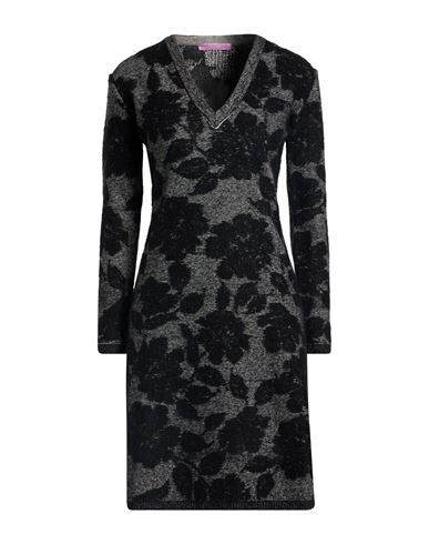 Noodle Italia Woman Mini Dress Black Size L Viscose, Polyamide, Polyester, Wool In Gray