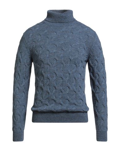 Chester Taylor London Man Turtleneck Slate Blue Size 44 Acrylic, Alpaca Wool, Wool, Viscose In Blue