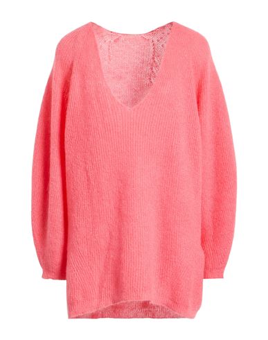 Pink Memories Woman Sweater Salmon Pink Size 6 Polyamide, Mohair Wool, Wool In Pink
