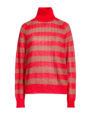 Alysi Woman Turtleneck Red Size M Mohair Wool, Polyamide, Merino Wool In Red