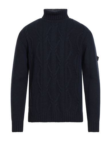 Peuterey Man Turtleneck Navy Size M Wool, Polyamide In Blue