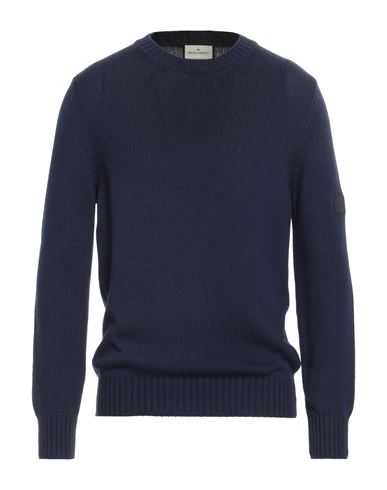 Bruno Manetti Man Sweater Midnight Blue Size L Cotton In Blue
