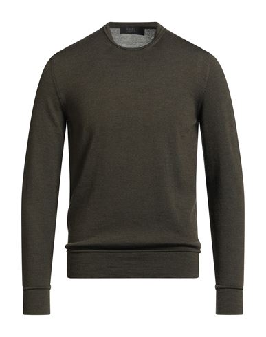 Vneck Man Sweater Military Green Size 38 Merino Wool In Green