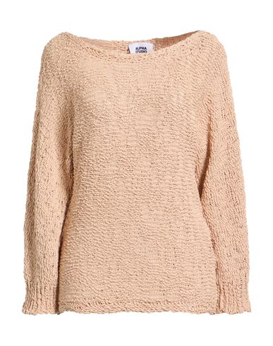 Alpha Studio Woman Sweater Apricot Size 6 Cotton In Pink