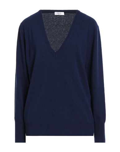 Filbec Woman Sweater Navy Size L Wool, Viscose, Polyamide, Cashmere In Blue