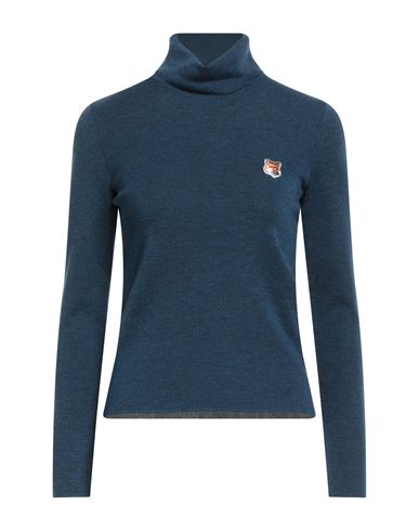 Maison Kitsuné Woman Turtleneck Deep Teal Size Xxs Wool In Blue