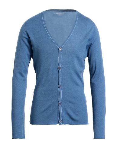 Majestic Filatures Man Cardigan Slate Blue Size M Cashmere In Blue