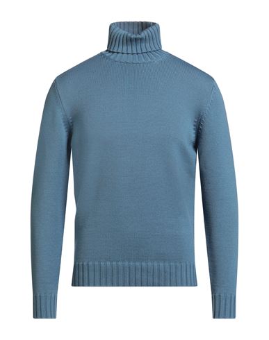 Filippo De Laurentiis Man Turtleneck Slate Blue Size 38 Merino Wool In Blue