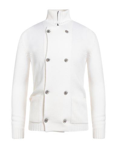 H953 Man Cardigan Ivory Size 36 Merino Wool In White