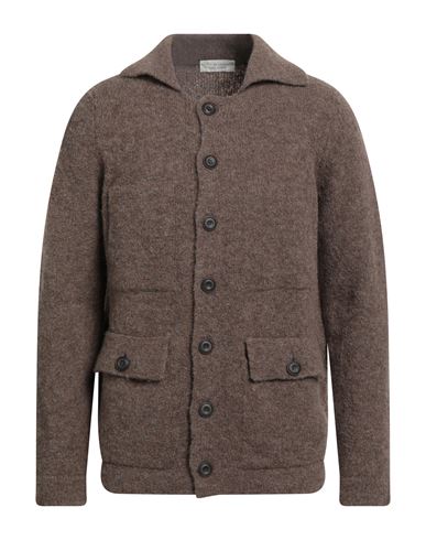 Filippo De Laurentiis Man Cardigan Chocolate Brown Size 42 Alpaca Wool, Wool, Polyamide