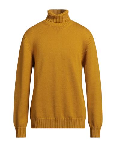 Alpha Studio Man Turtleneck Mustard Size 48 Merino Wool In Yellow