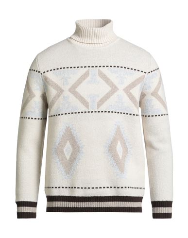H953 Man Turtleneck Light Grey Size 40 Merino Wool In White