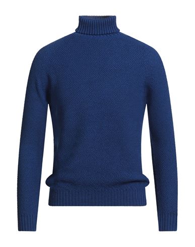 H953 Man Turtleneck Blue Size 38 Merino Wool In Blue