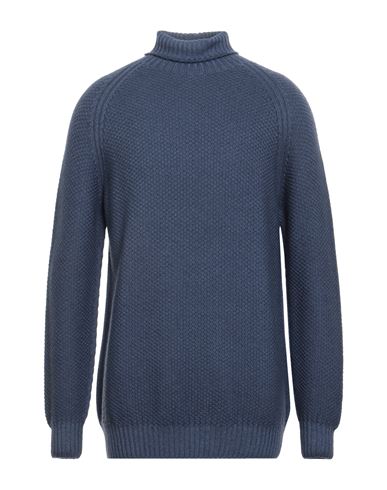 H953 Man Turtleneck Navy Size 42 Merino Wool In Blue
