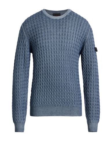 Peuterey Man Sweater Slate Blue Size M Organic Merino Wool In Blue