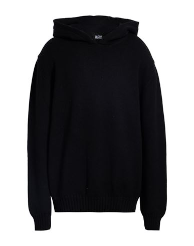 Alpha Studio Man Sweater Black Size 46 Merino Wool In Black