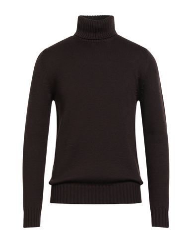 Alpha Studio Man Turtleneck Dark Brown Size 44 Merino Wool In Brown