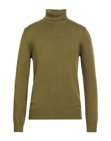 Alpha Studio Man Turtleneck Military Green Size 44 Merino Wool In Green