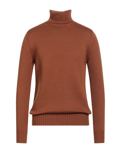 Alpha Studio Man Turtleneck Brown Size 44 Merino Wool In Brown