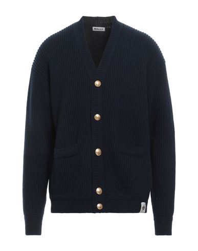 Bally Man Cardigan Navy Size 40 Merino Wool In Blue