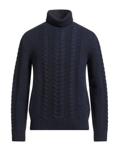 Isaia Man Turtleneck Navy Size Xxl Cashmere In Blue