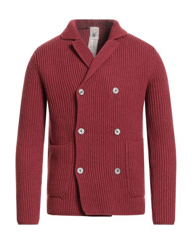 H953 Man Cardigan Brick Size 38 Merino Wool In Red