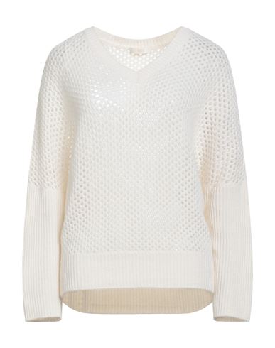 Fedeli Woman Sweater Ivory Size 8 Cashmere, Linen In White