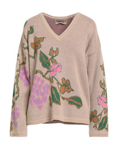 Twinset Floral Intarsia-knit Jumper In Brown
