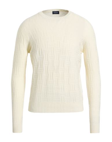 Drumohr Man Sweater Ivory Size 46 Merino Wool In White